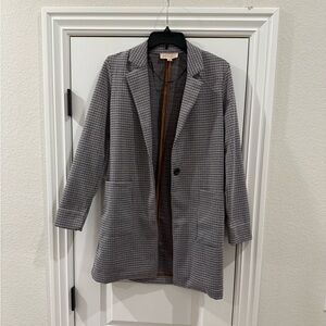 Philosophy Gray Checked Long Blazer